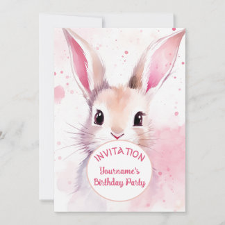 Bunny Niedlich Pink Pasta Wasserfarbe Einladung