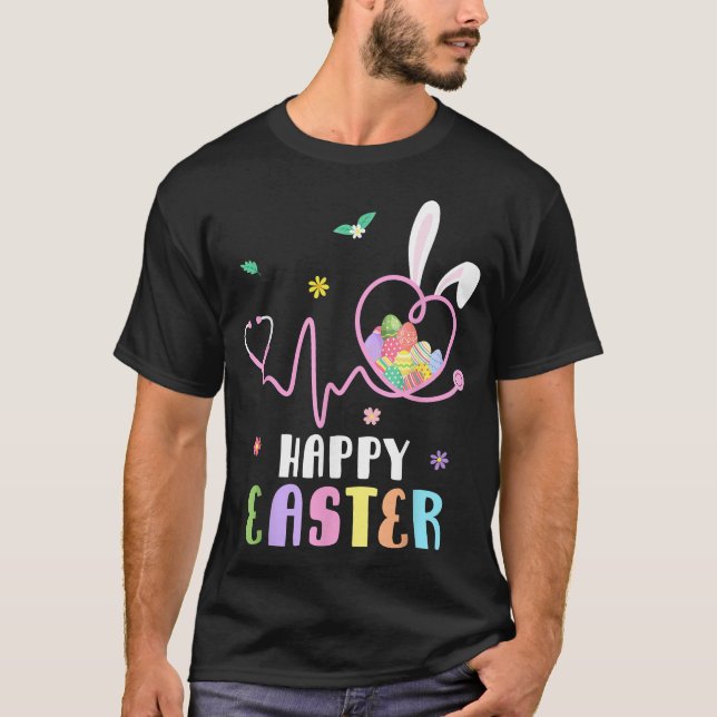 Bunny Nurse Stethoscope Happy Easter Eggs Rabbit N T-Shirt (Vorderseite)