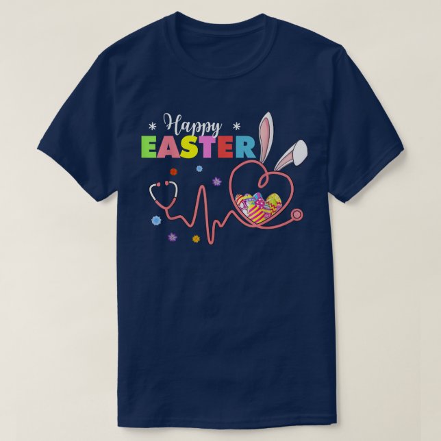 Bunny Nurse Stethoscope Happy Oaster Eggs Rabbit N T-Shirt (Design vorne)
