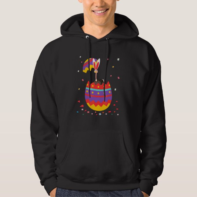 Bunny Oars Eggs Kostüm Niedlicher Ostertag Graphic Hoodie (Vorderseite)