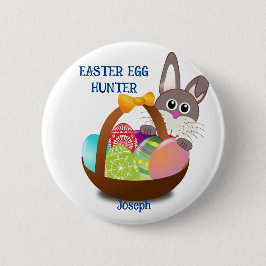Bunny Oaster Egg Hunt Basket Button