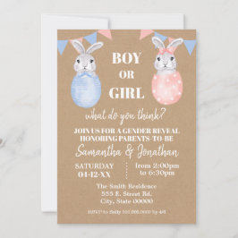 Bunny Oaster Gender Reveal Boy oder Girl Baby Show Einladung