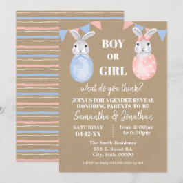 Bunny Oaster Gender Reveal Boy oder Girl Baby Show Einladung