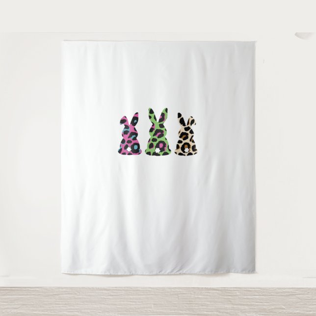 Bunny Oaster Leopard Kariert Buffaliner Kaninchen  Wandteppich (Vorderseite)