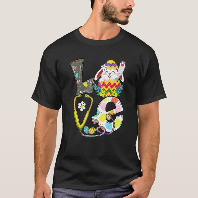 Bunny Oaster Outfits Scrub Stethoscope Krankenlebe T-Shirt (Vorderseite)