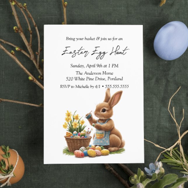 Bunny Painting Eggs Ostereier Jagd Einladung (Von Creator hochgeladen)
