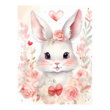 Bunny Pastel mit Herz Braun Augen rosa Wangen