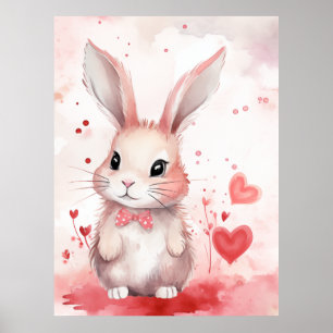 Bunny Pastel mit Herzen Poster