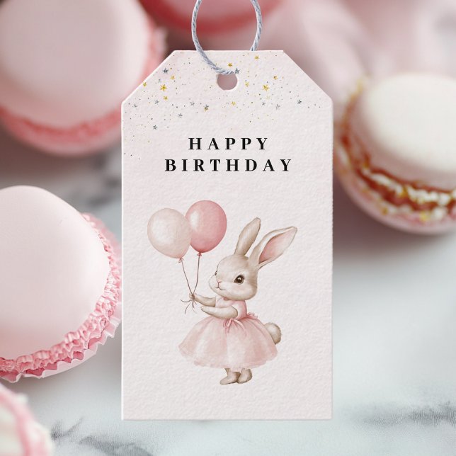 Bunny Pastel Pink Geburtstag Geschenkanhänger (Von Creator hochgeladen)