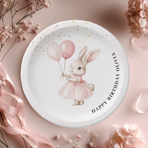 Bunny Pastel Pink Geburtstag   Niedliches Party Pappteller
