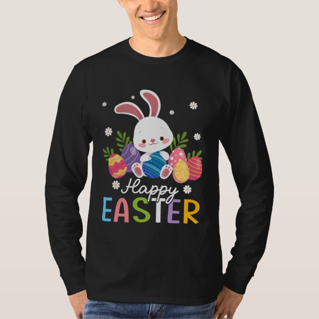 Bunny Pastel Spring Hunt Eggs Rabbit Happy Easter  T-Shirt (Vorderseite)
