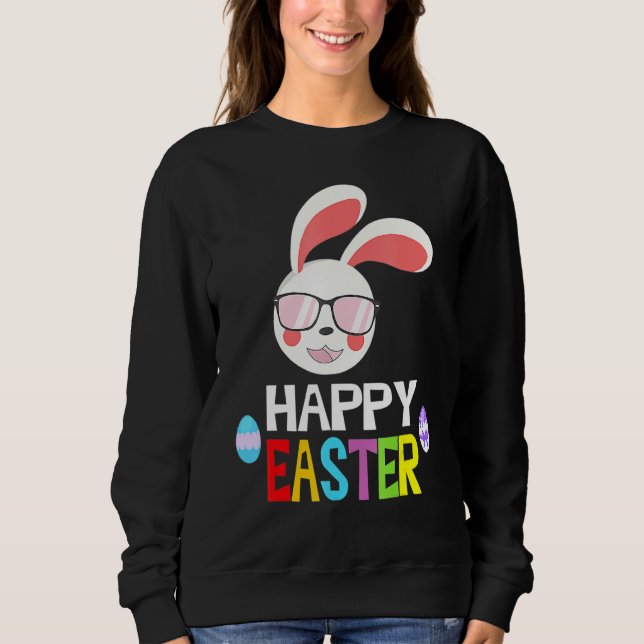 Bunny Pastel Spring Hunt Eggs Rabbit Happy Osterfe Sweatshirt (Vorderseite)