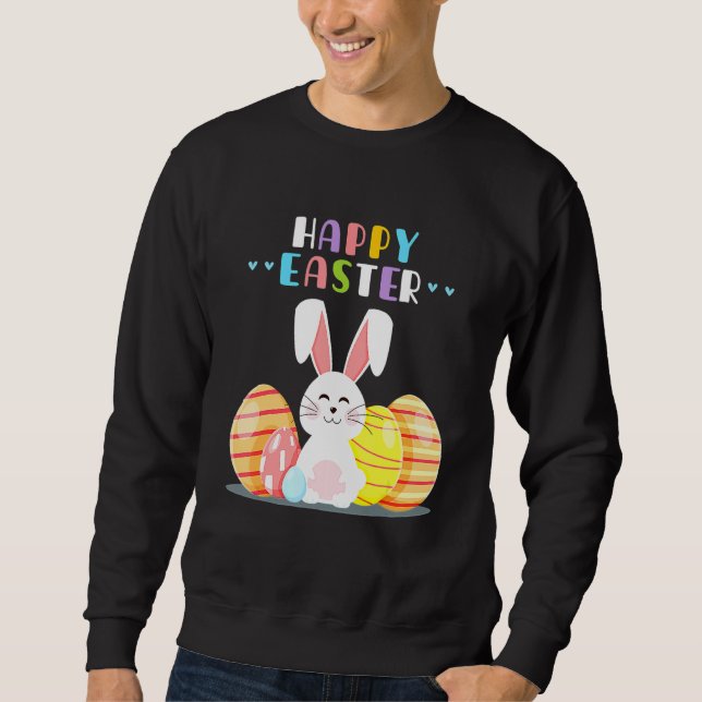 Bunny Pastel Spring Hunt Eggs Rabbit Happy Osterfe Sweatshirt (Vorderseite)