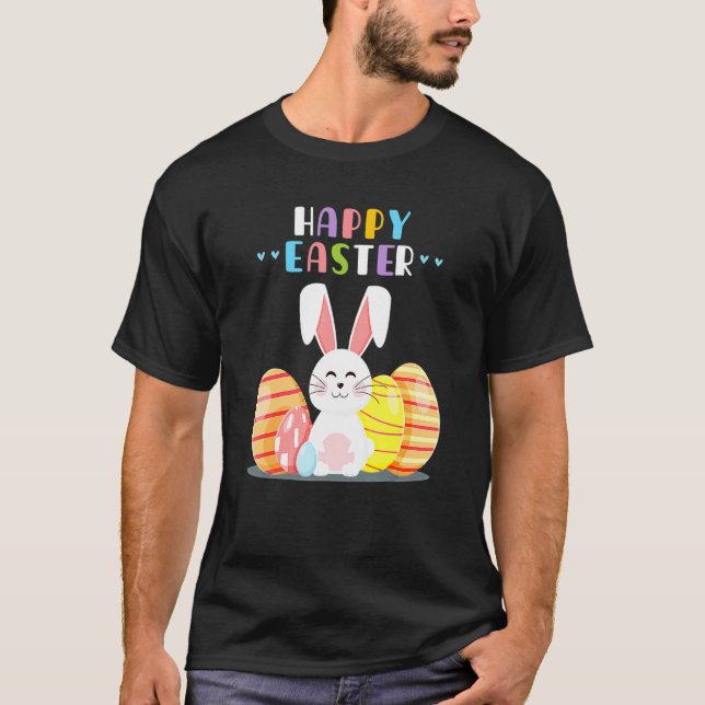 Bunny Pastel Spring Hunt Eggs Rabbit Happy Osterfe T-Shirt (Vorderseite)