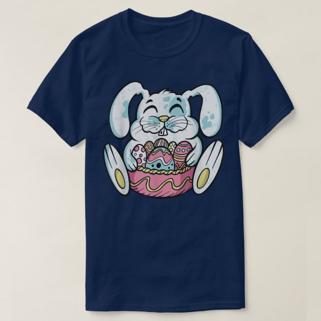 Bunny Pastel Spring Hunt Eggs Rabbit Happy Osterfe T-Shirt (Design vorne)