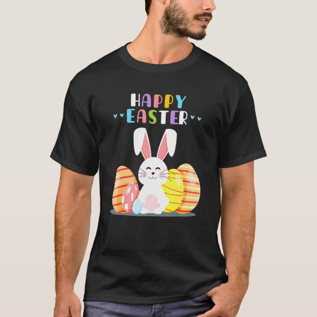 Bunny Pastel Spring Hunt Eggs Rabbit Happy Osterfe T-Shirt (Vorderseite)