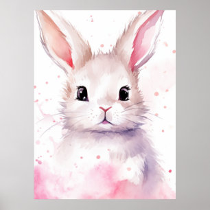 Bunny Pastel überrascht rosa Herzen Poster