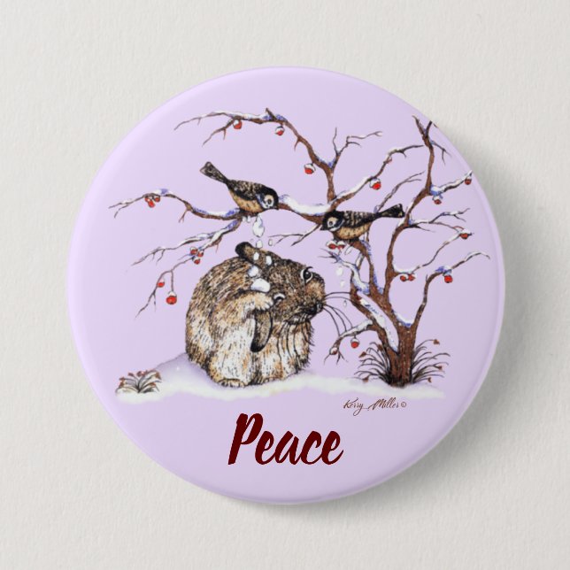 Bunny & Pesky Little Snow Birds! Button (Vorderseite)