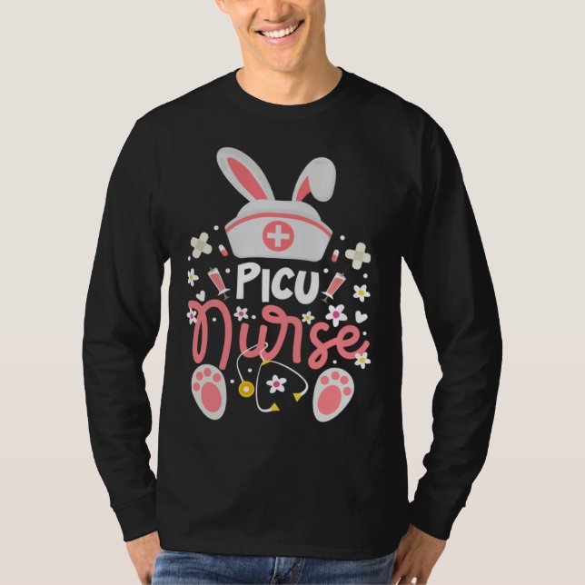 Bunny PICU Nurse Bunny Ears Pediatric Intensive Ca T-Shirt (Vorderseite)
