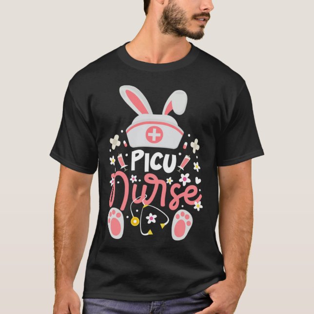 Bunny PICU Nurse Bunny Ears Pediatric Intensive Ca T-Shirt (Vorderseite)