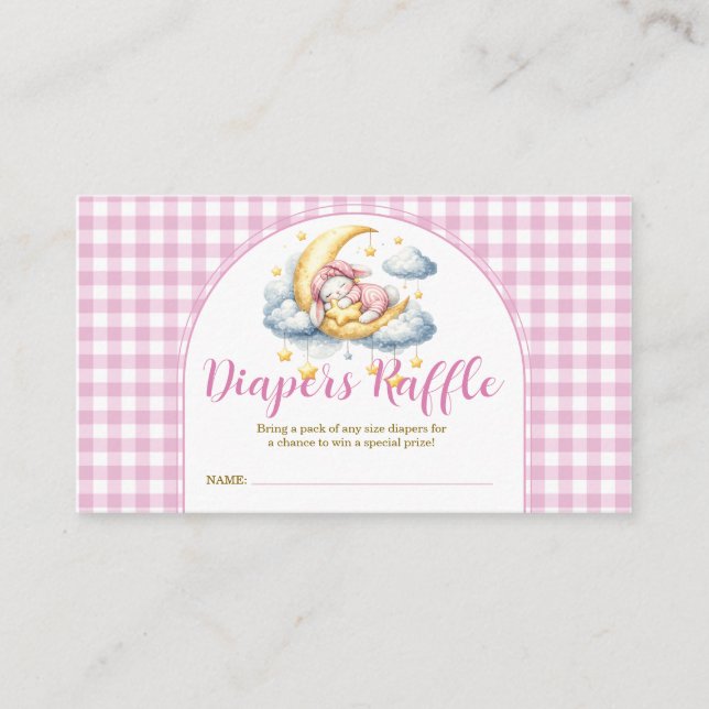 Bunny Pink Boy Girl Baby Shower Diapers Raffle Begleitkarte (Vorderseite)