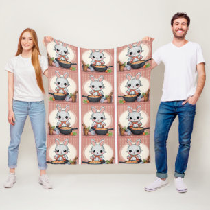 Bunny Pink Cooking Pattern Fleecedecke