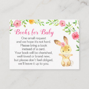 Bunny Pink Floral Girl Books for Baby Book Request Begleitkarte