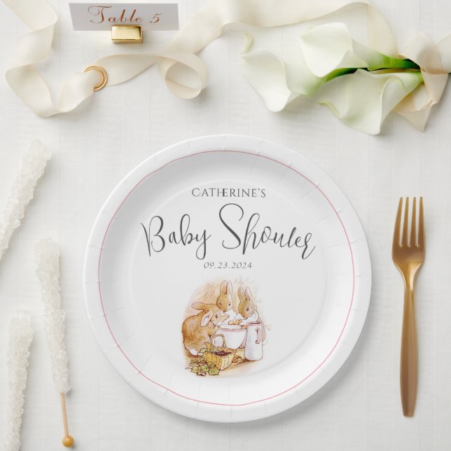 Bunny Pink Girl Baby Dusche Pappteller (Hochzeit)
