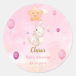 Bunny Pink Watercolor Baby Shower Stickers