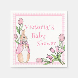 Bunny Pink White Kariert Baby Dusche Serviette
