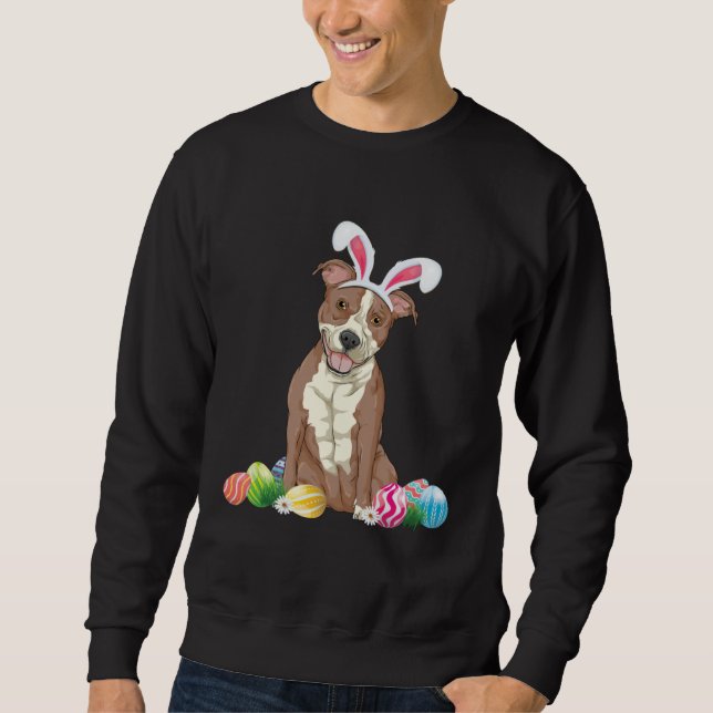 Bunny Pitbull Dog Easter Happy Easter Pitbull Sweatshirt (Vorderseite)