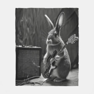 Bunny Playing a Gitarre Fleecedecke