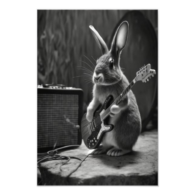 Bunny Playing a Gitarre Fotodruck (Vorne)