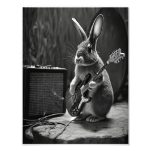 Bunny Playing a Gitarre Fotodruck