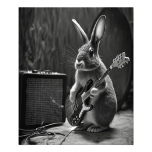 Bunny Playing a Gitarre Fotodruck