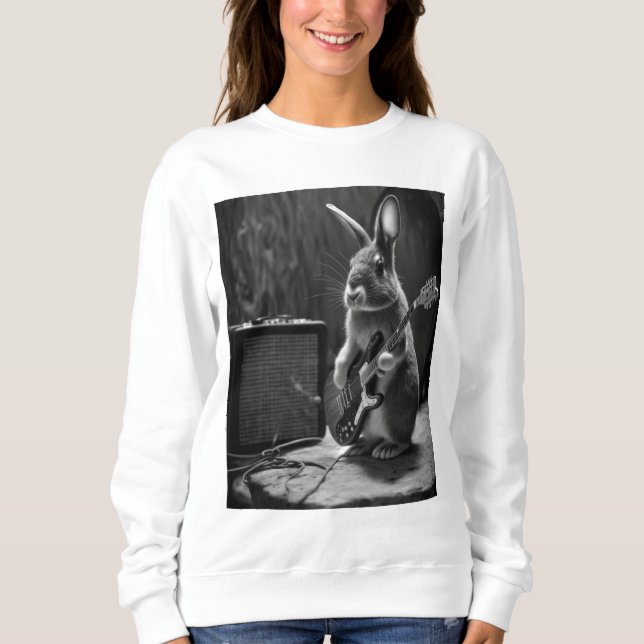 Bunny Playing a Gitarre Sweatshirt (Vorderseite)