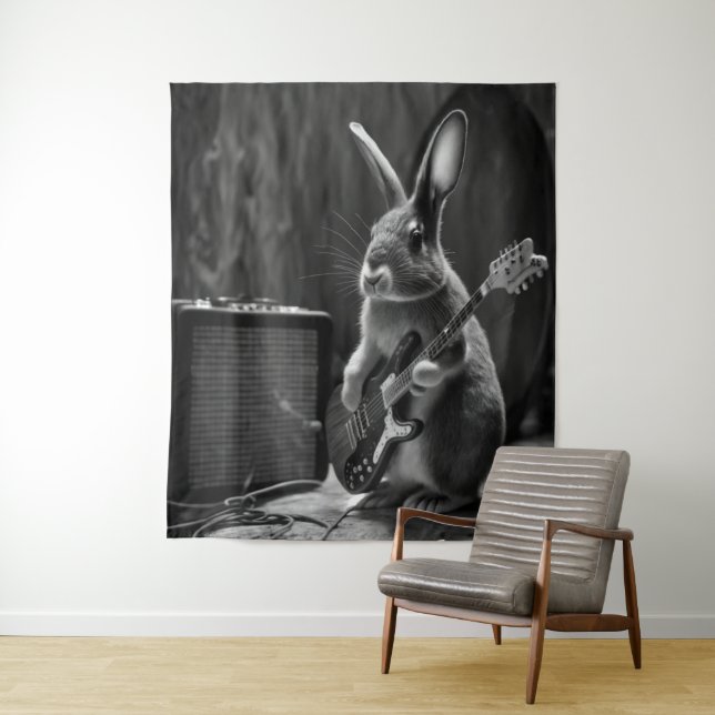 Bunny Playing a Gitarre Wandteppich (Beispiel)