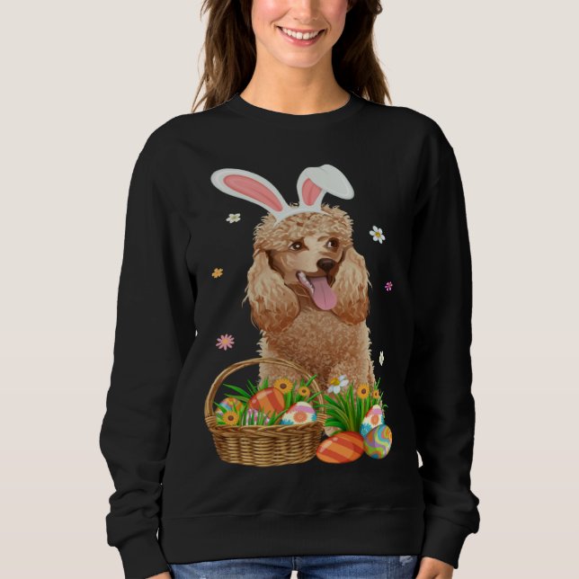 Bunny Poodle Dog & Easter Egg Basket Easter Day Ki Sweatshirt (Vorderseite)