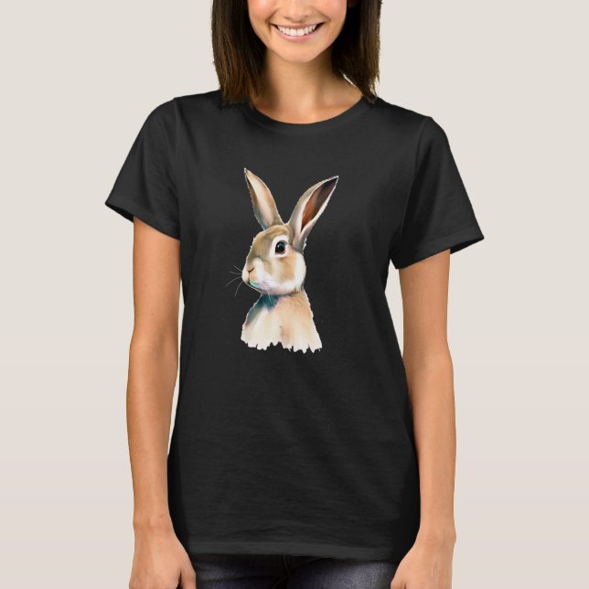 Bunny Portrait No 5 Animal Rabbit Pet Illustration T-Shirt (Vorderseite)