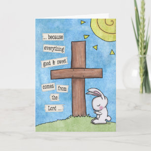 Bunny Prays am Kreuz Feiertagskarte