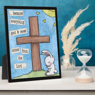Bunny Prays am Kreuz Fotoplatte