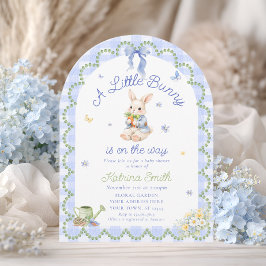 Bunny Pretty Rabbit Gingham Baby Shower Invitation Einladung