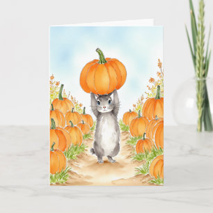 Bunny Pumpkin Patch Wasserfarbe Karte