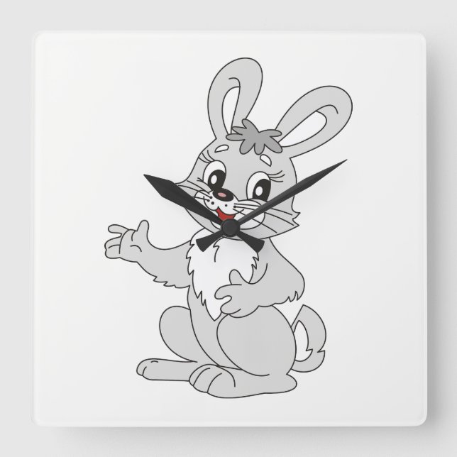 Bunny Quadratische Wanduhr (Vorderseite)