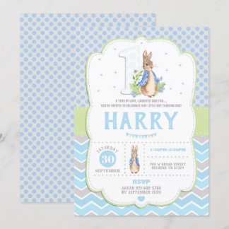 Bunny Rabbit 1. Geburtstag Einladungen Jungen
