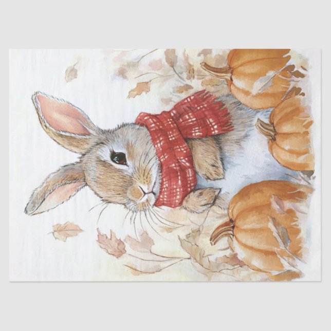 Bunny Rabbit Autumn Pumpkin Illustration Seidenpapier (Vorderseite)