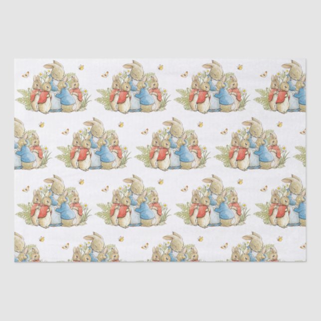 Bunny Rabbit Baby Boy Girl Dusche Seidenpapier (Vorderseite)