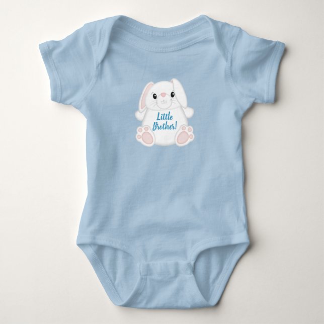 Bunny Rabbit Baby Dusche Blau Baby Strampler (Vorderseite)