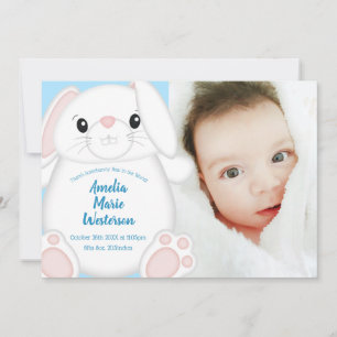 Bunny Rabbit Baby Dusche Blau Einladung