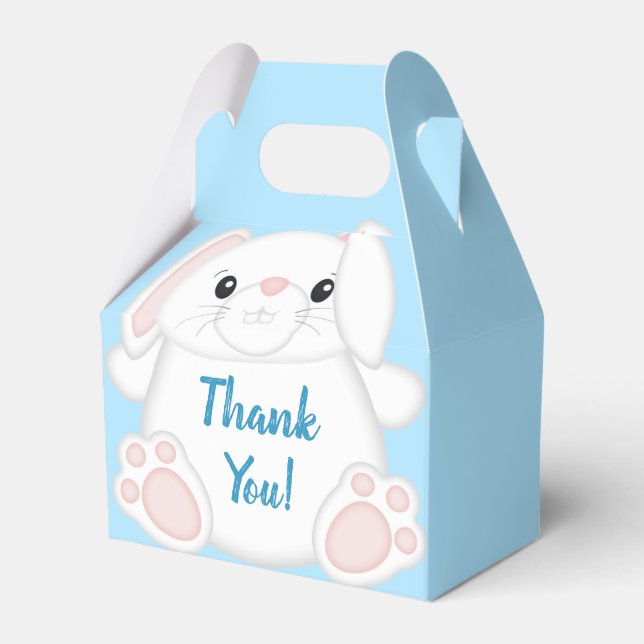Bunny Rabbit Baby Dusche Blau Geschenkschachtel (Vorderseite)